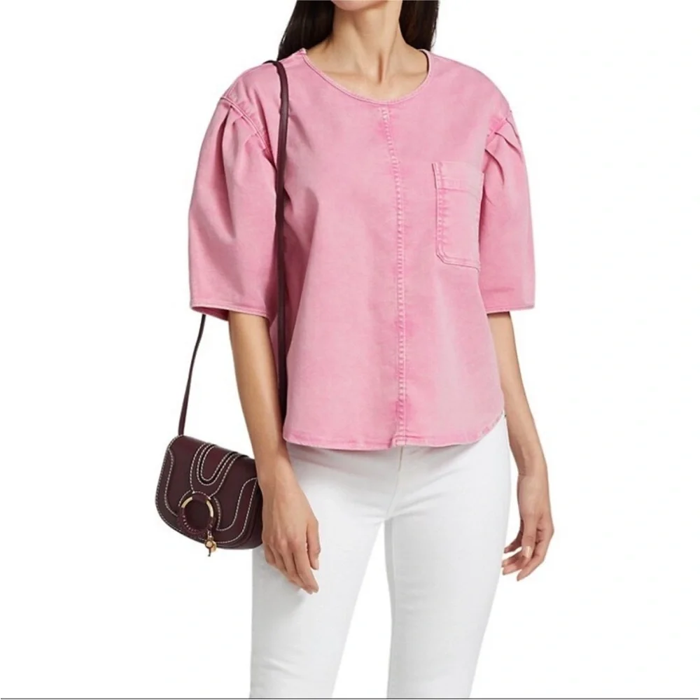 See by Chloe Puff Sleeve Denim Top